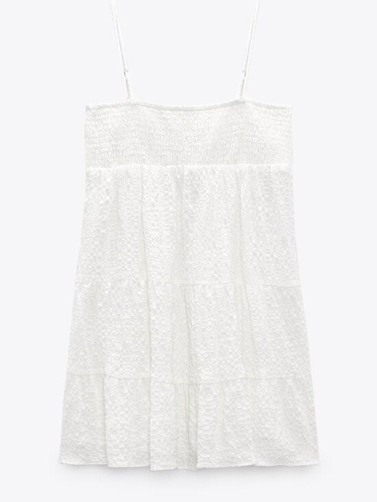 Zara Dresses & Skirts - Zara Textured Short Dress - White/Cream
